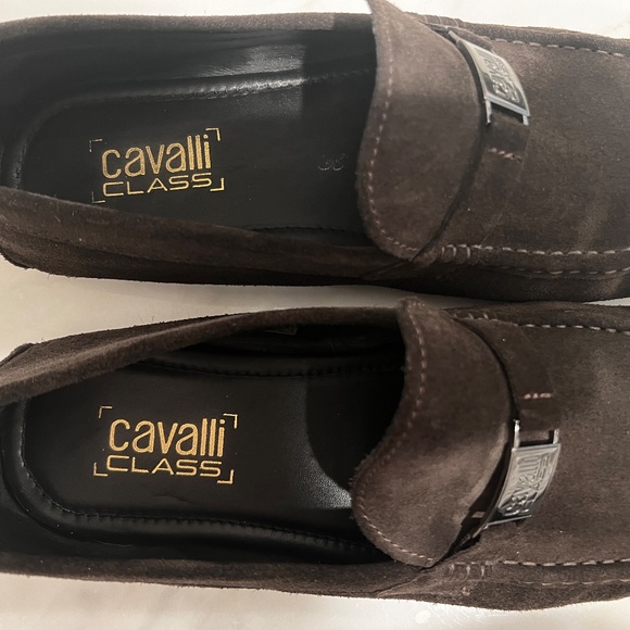 LIKE NEW Class Cavalli Dark Brown Slip-On Suede Logo Plaque Loafers/Driving Moc - Picture 6 of 16